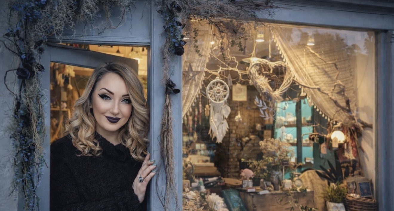 Kerrie, owner of The Wenlock Witch, welcoming visitors