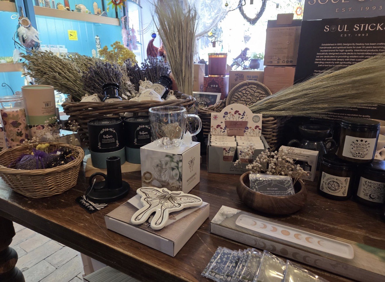 Incense and apothecary display at The Wenlock Witch
